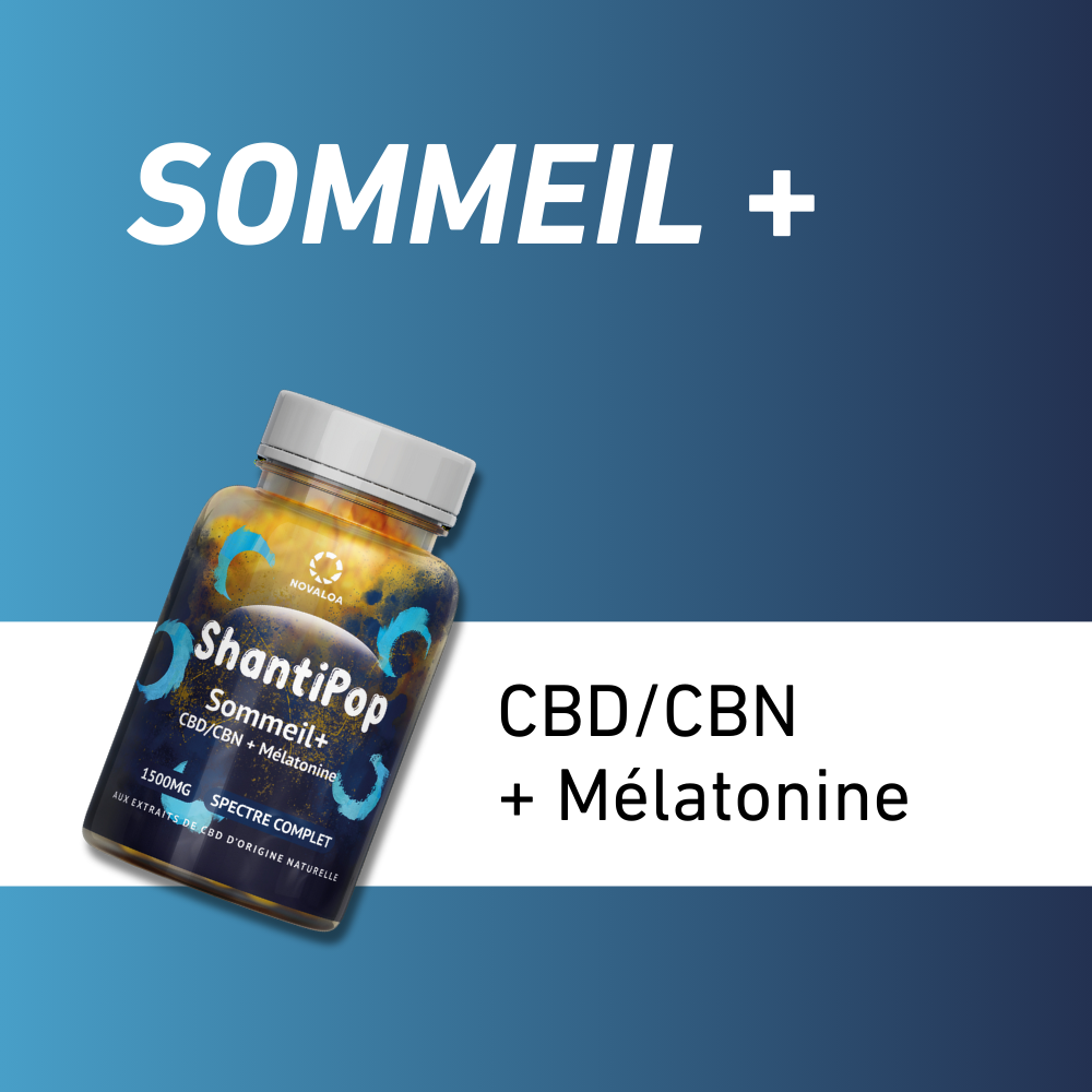 Sommeil+ : Gélules liquides 1500 mg CBN CBD - Mélatonine & Ylang ylang